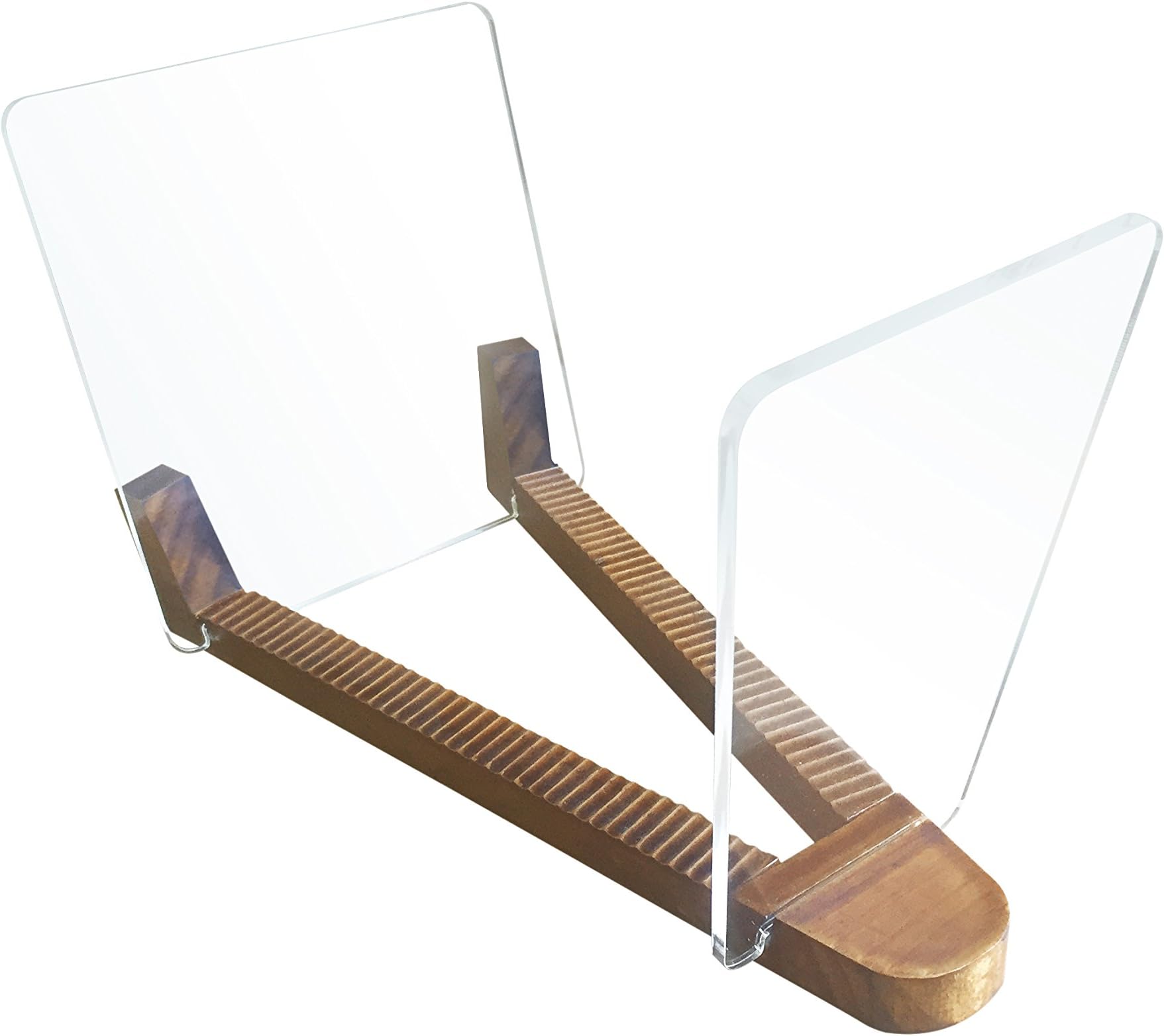 Vinyl Record V Shape Holder - Pine Wood & Clear Acrylic - Modern 12'' & 7'' LP Stand Display Rack - Holds 50 Albums - Showcase Your Collection - Patent Pending