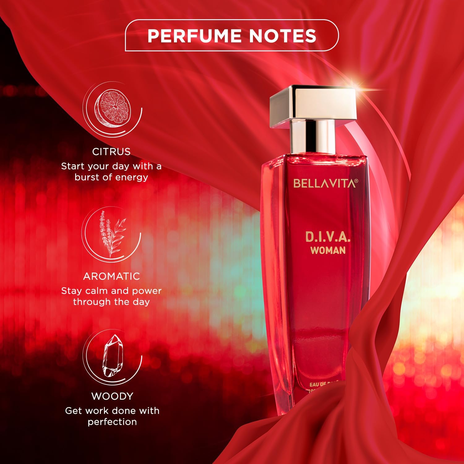 BellaVita Luxury DIVA Eau de Parfum (100ml) Womens | Refreshing perfume for women, Notes of Lemon, African Orange, Freesia, Patchouli, & musk | French Perfume for Women | Cologne & Perfume Gift - Image 5