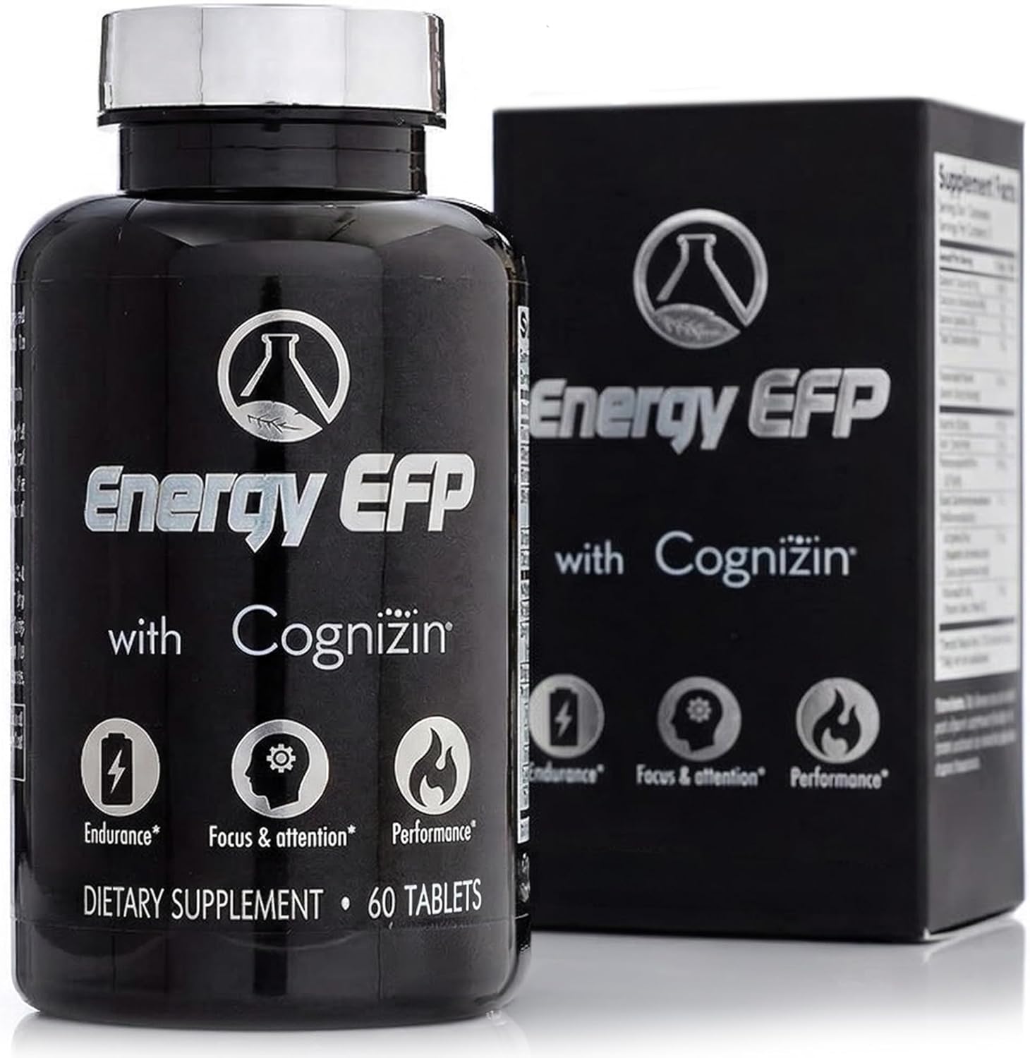 Energy EFP Nootropic Brain Supplements - Brain Vitamins for Energy, Performance, Memory and Attention - Cognizin Citicoline, Vitamin B, Ashwagandha and Ginseng, Co-Developed by NASA, 60 ct