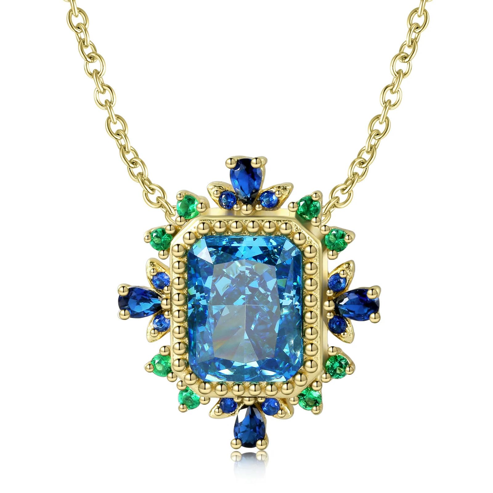 Collar De Colgante Cuadrado De Piedra De Alto Carbono Romántico Azul De Plata De Ley 925, Regalo De Cumpleaños Para Mujer, Joyería Fina, Collar, Correa De Reloj