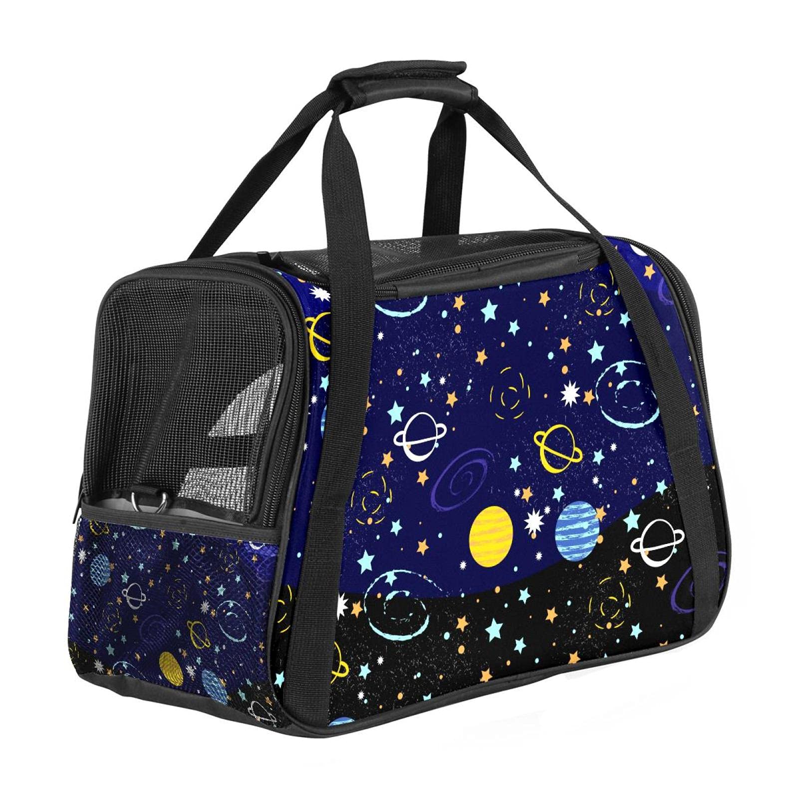 Sac de transport chien chat voyage avion motif galaxie confortable