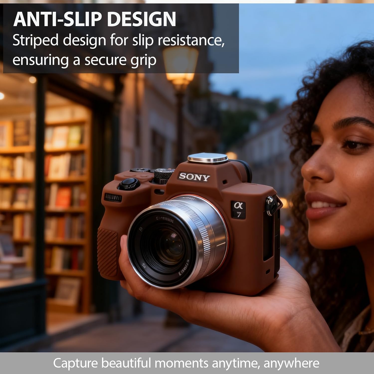 Case for Sony A7IV Camera Accessories, Soft Silicone Protective Case with Alpha 7 IV Screen Protector Tempered Glass Film High Definition, Lightweight, Anti-Scratch (Brown) image 2