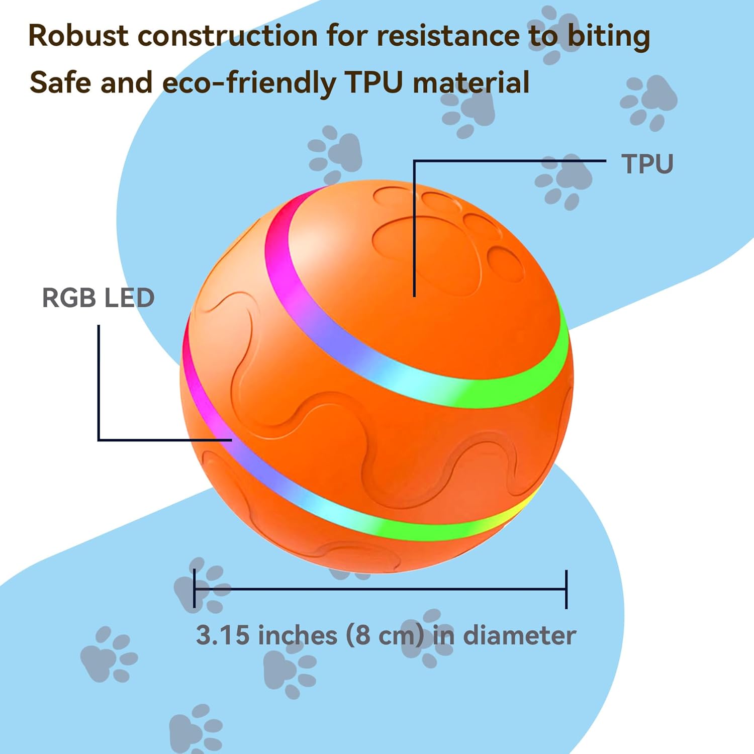 Smart Interactive Dog Ball with Remote Control - Automatic Moving Vibration Ball for Pets,Bounce, Vibrate, Rechargeable, Waterproof pet Toy,360 ° chew Resistant Material(Orange)