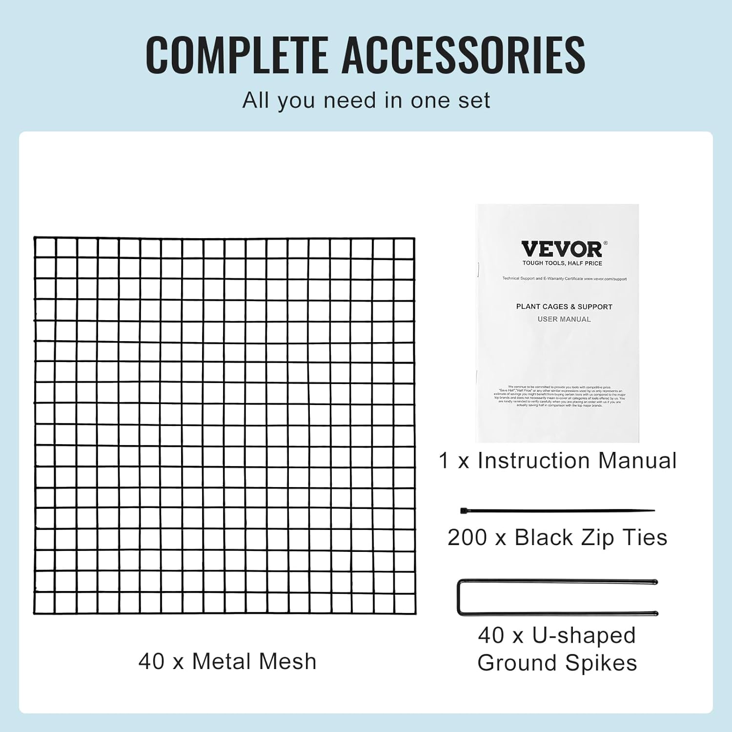 VEVOR 10 Pack Plant Protectors from Animals, 12'' x 12'' Chicken Wire Plant Protector, Plant Cages for Outdoor Plants, Flowers & Vegetables, Keeps Bunny Chicken Squirrels Out, 40pcs Metal Mesh