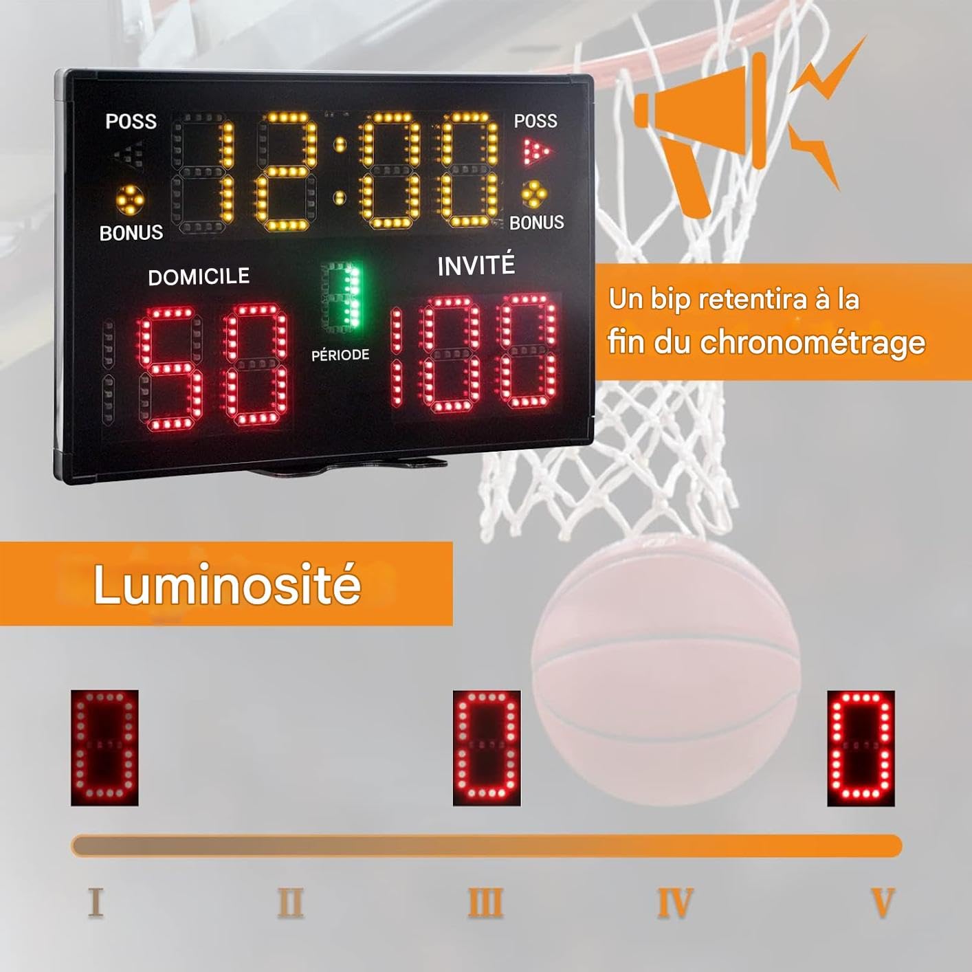 Tableau D'affichage Numérique, Tableau D'affichage électronique avec Télécommande 11 Chiffres LED Tableau de Score pour Basket-Ball, Volley-Ball