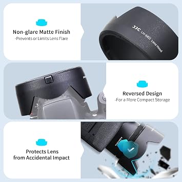 50mm Reversible Lens Hood Shade Fit for Canon EF 50mm f/1.8 STM Lens Replaces Canon ES-68 Hood Tulip Flower Design -Black