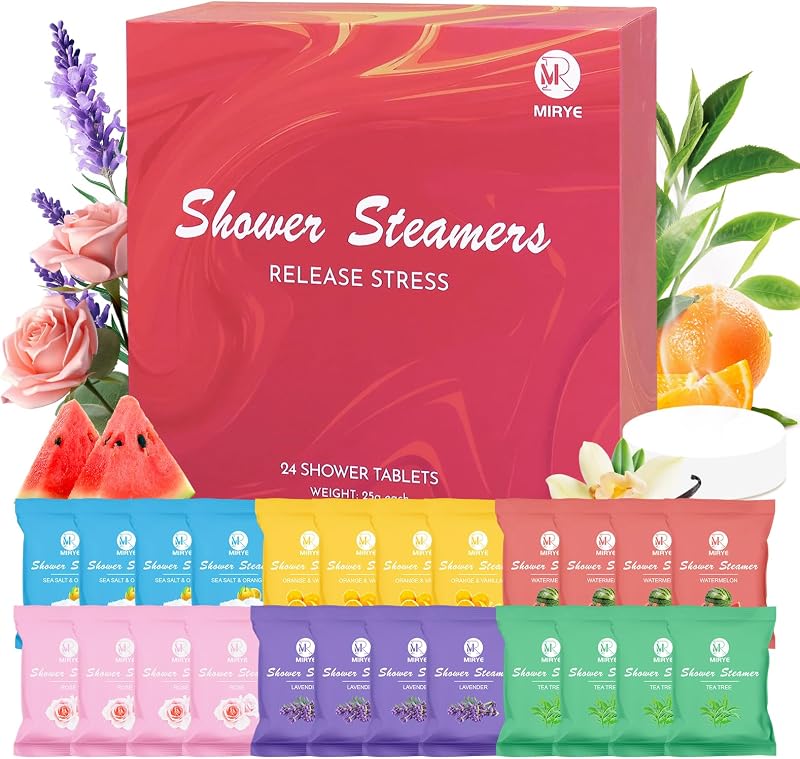 Shower Steamers Aromatherapy Birthday Gifts for Women, 24pcs Shower Bombs with Natural Essential Oils, Hotel Home Shower Spa, Self Care Gifts for Mom Wife Grandma Sister Her Relaxation