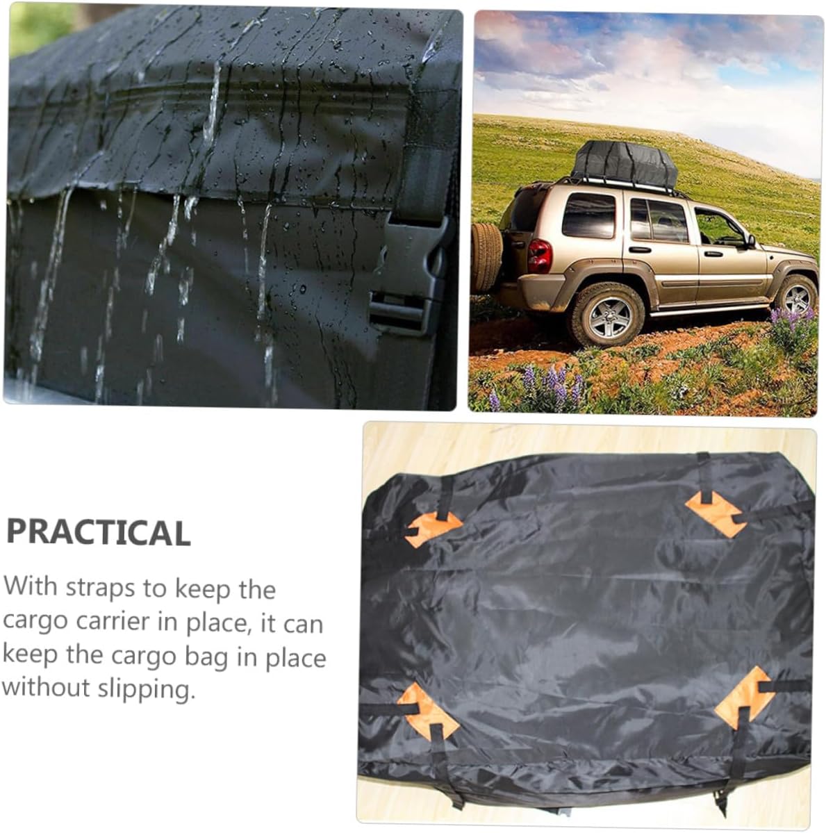 Car Roof Pouch with Non-Slip Mat Oxford Auto Roof Bag Cargo Carrier for Vehicle Storage and Outdoor Travel