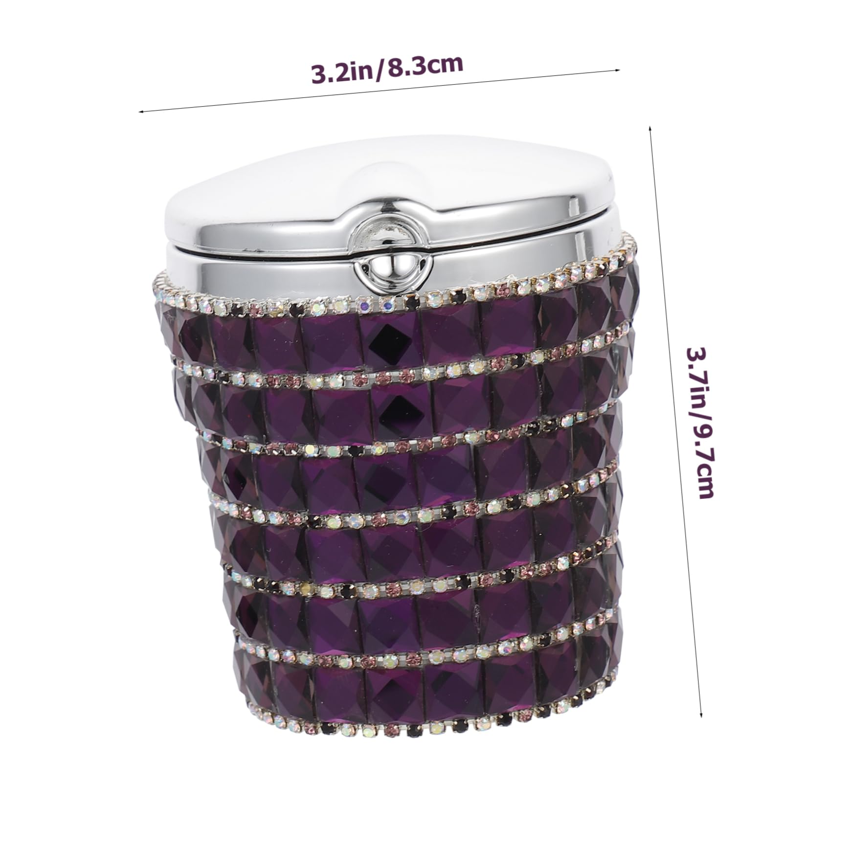 ABOOFAN LED Light Car Ashtray with Lid Durable Rhinestone Design Sealing Function for for Night Use Vehicles Fit for Auto Models