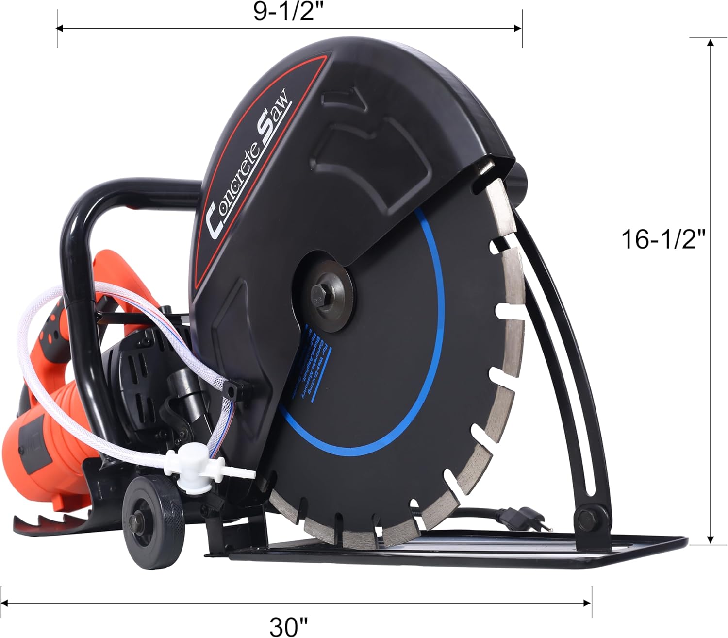 Concrete Saw 14 in Electric Circular Saw Cutter with 5 in Cutting Depth, Wet/Dry Disk Cutter, 2600W Motor, Water Line System for Stone, Brick, Porcelain (BLACK)