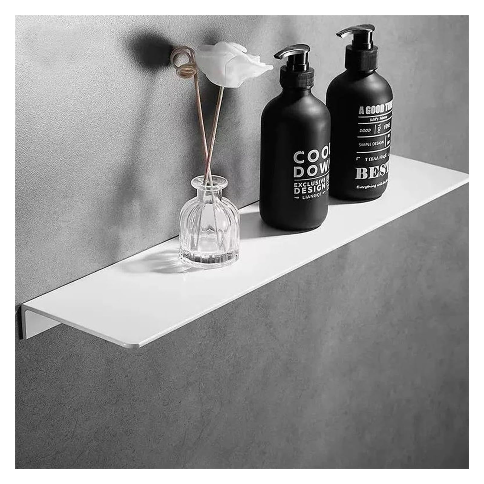 Decorazione Mensole sospese da parete in metallo, mensola sospesa a Contenitori(Bianco,60 * 15 * 5cm)