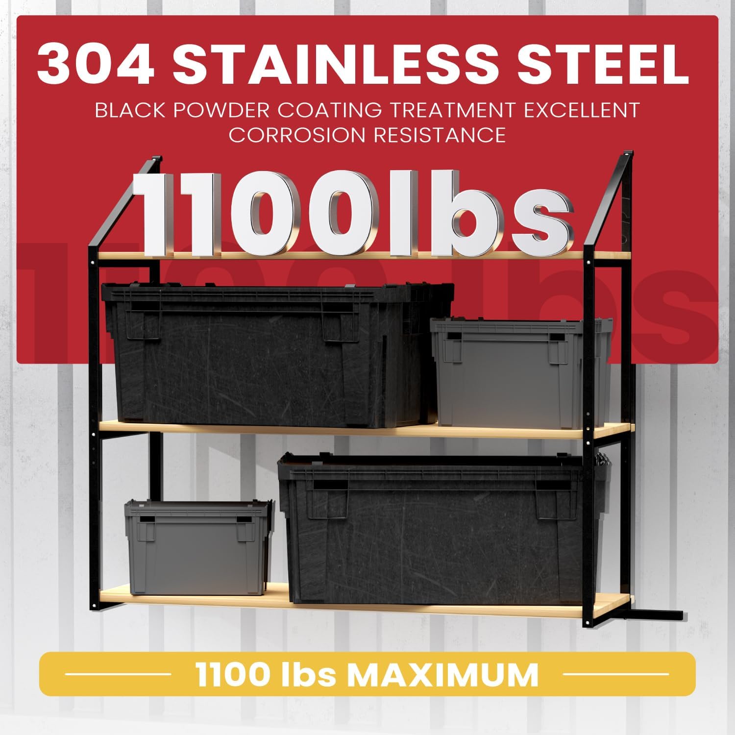 Shipping Container Shelf Brackets, 4 Pack of 3 Tier Shipping Container Shelving, 60" x 24", Heavy Duty Shipping Container Shelves with Powder Coated, High Load Capacity for Storage Optimization