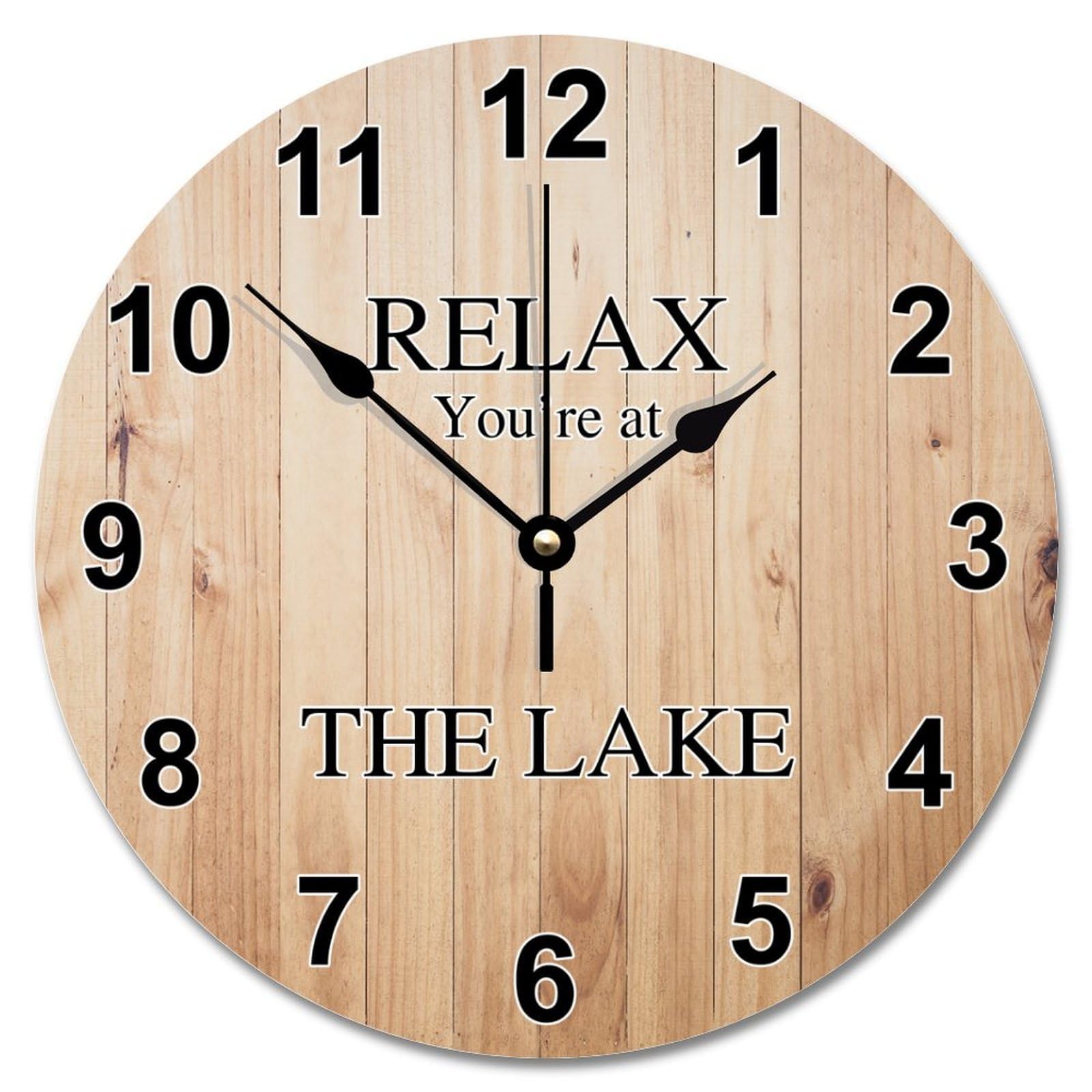 Horloge murale Relax You're At The Lake anti-stress en bois de 30,5 cm sans bruit