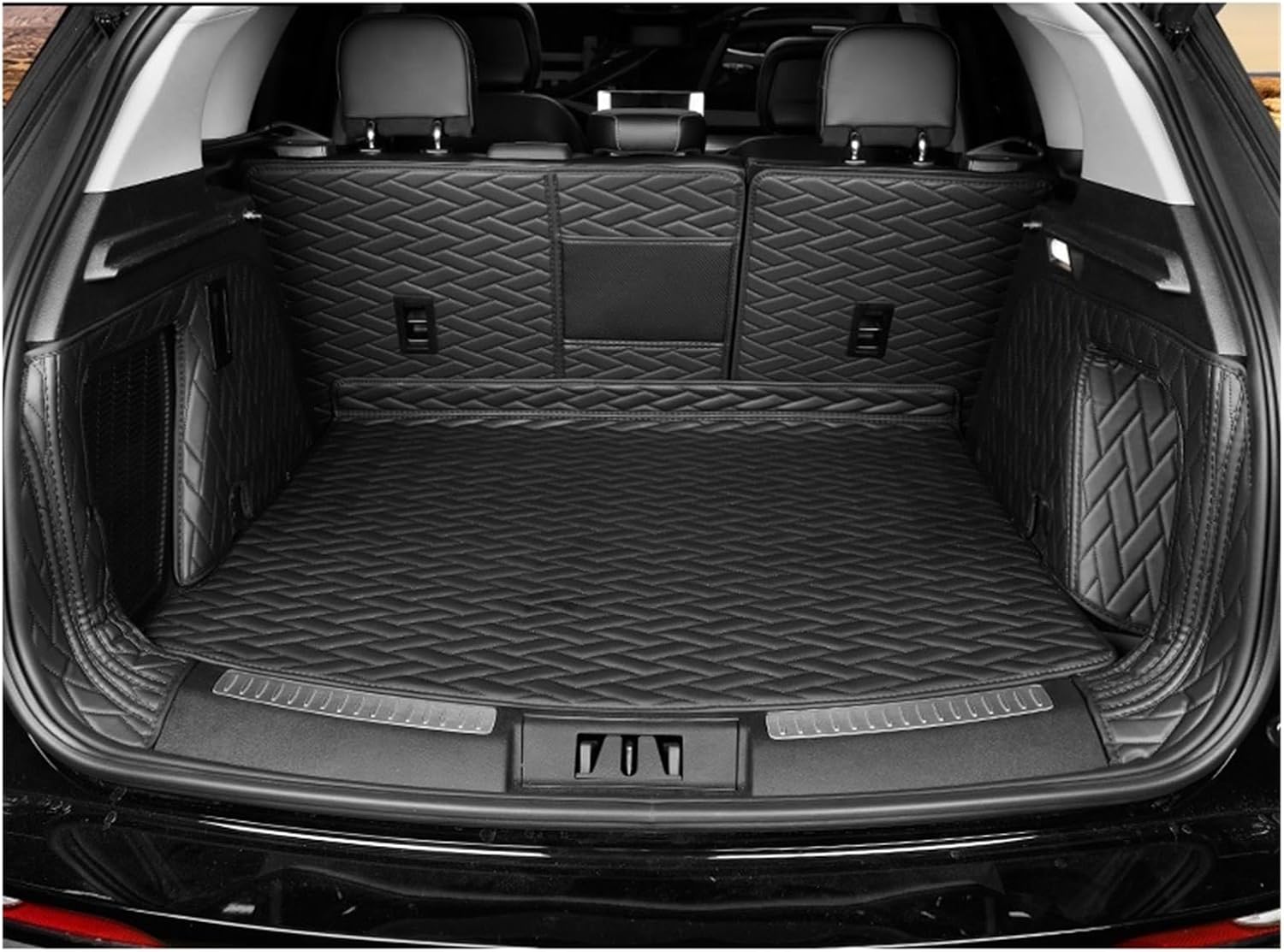 Custom Compatible with Lincoln Corsair 2020 Leather Car Trunk Mat Seat Kicking Pad Carpet Protector Full Cover Tail Box Pad 5PCS Auto(1)