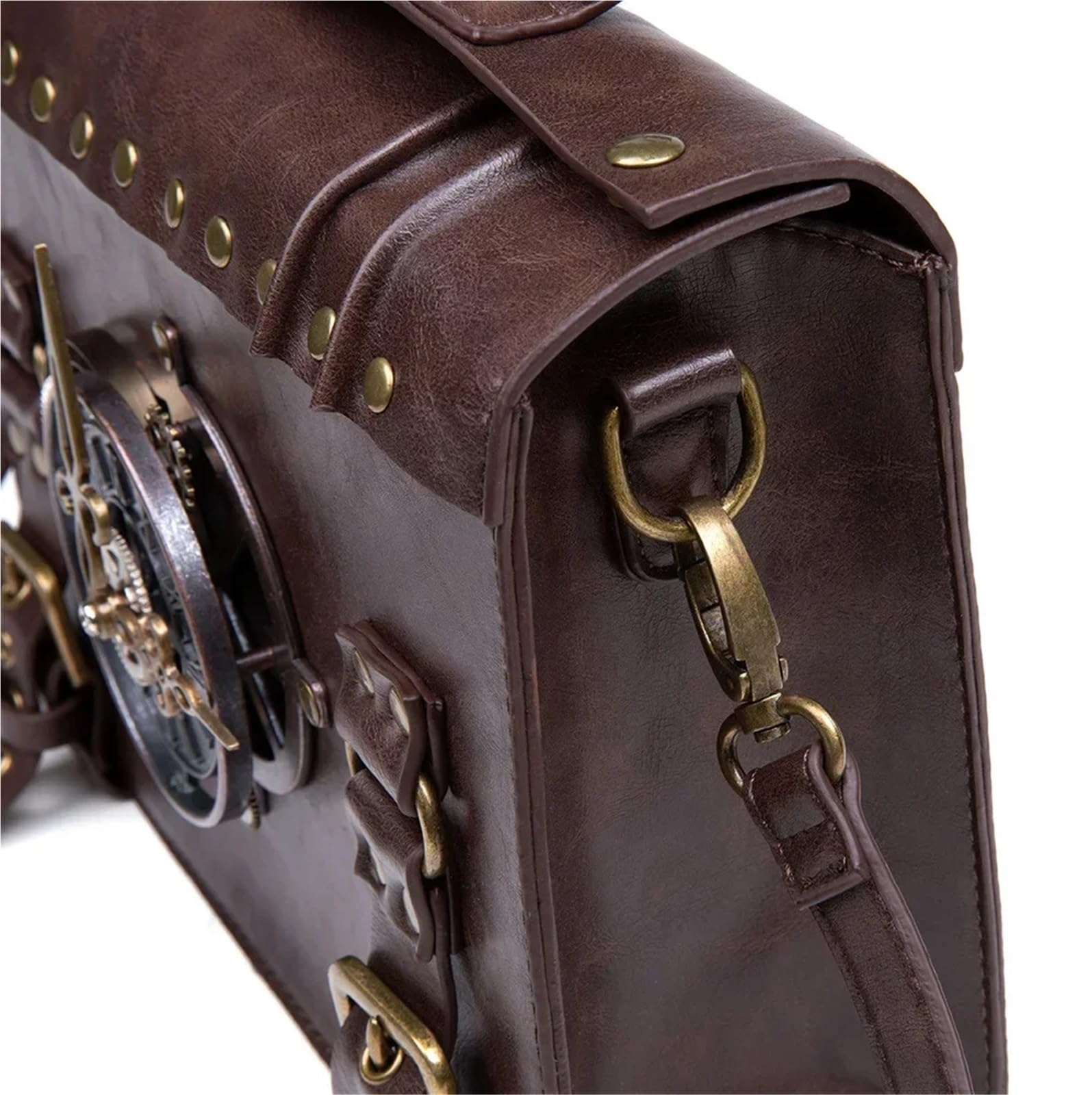 skórzana saszetka, Zegar Gear Crossbody Torby Retro Messenger Gotyckie torebki na ramię Listonoszka Etui telefon