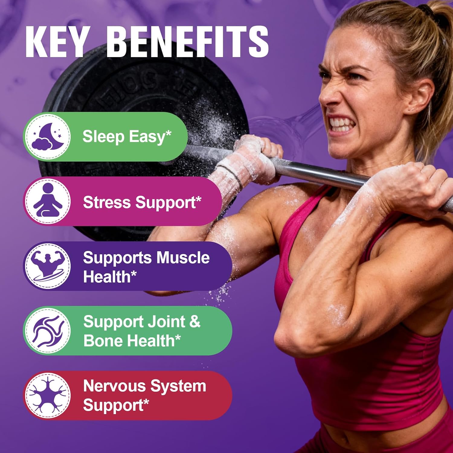 Magnesium Complex Gummies, 20 in 1 Magnesium Gummy with Glycinate Citrate Malate Taurate - Ashwagandha, L-Theanine, D3&Zinc for Relaxation, Sleep, Muscle&Heart Support, Strawberry, 60 Cts - Image 2