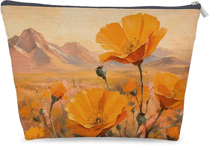 Necessaire de maquiagem Udinaz com estampa floral rústica, modelo 773