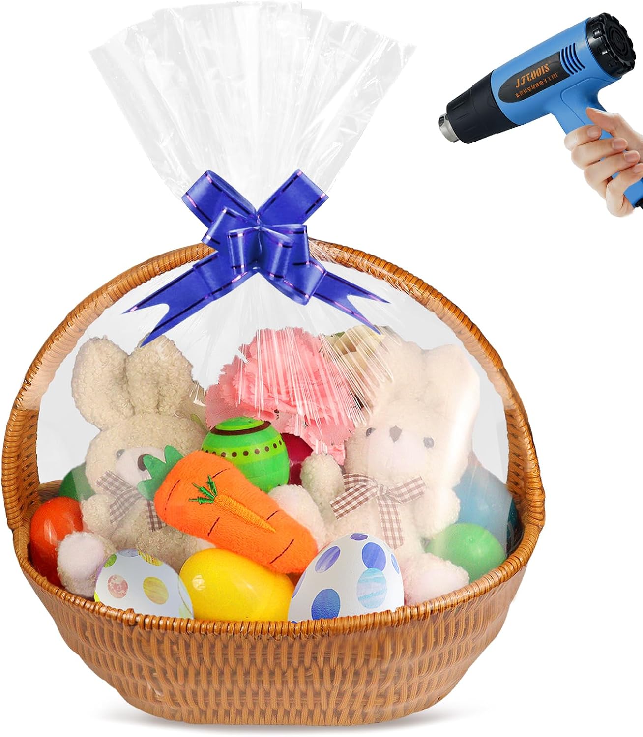 Yeumk Shrink Wrap Bags for Christmas Gift Baskets 14x20 Inches 20 Pack Clear Cellophane PVC Heat Shrink Bags for Gift Wrapping Halloween Easter Valentine's Day Mother's Day