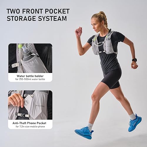 Miniatura 2 de N NEVO RHINO Chaleco para correr, chaleco de hidratación de 5.5 L con vejiga de agua de 1.5 L, mochila de hidratación ligera para senderismo y