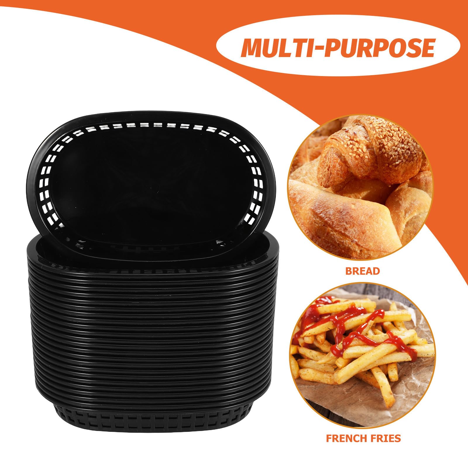 ibasenice Vassoi Fast Food 24 Pezzi Cestini Riutilizzabili in Plastica 9.25X5.91X1.38 Pollici Contenitori per Patatine Fritte e Hamburger per Ristoranti e Feste Riutilizzabile