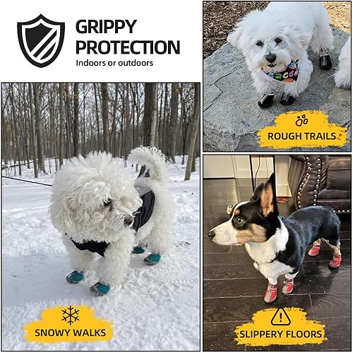 Miniatura 3 de Hcpet Botas de perro para perros pequeños, botas impermeables para perros, protectores de patas para pavimento caliente, botas de senderismo de