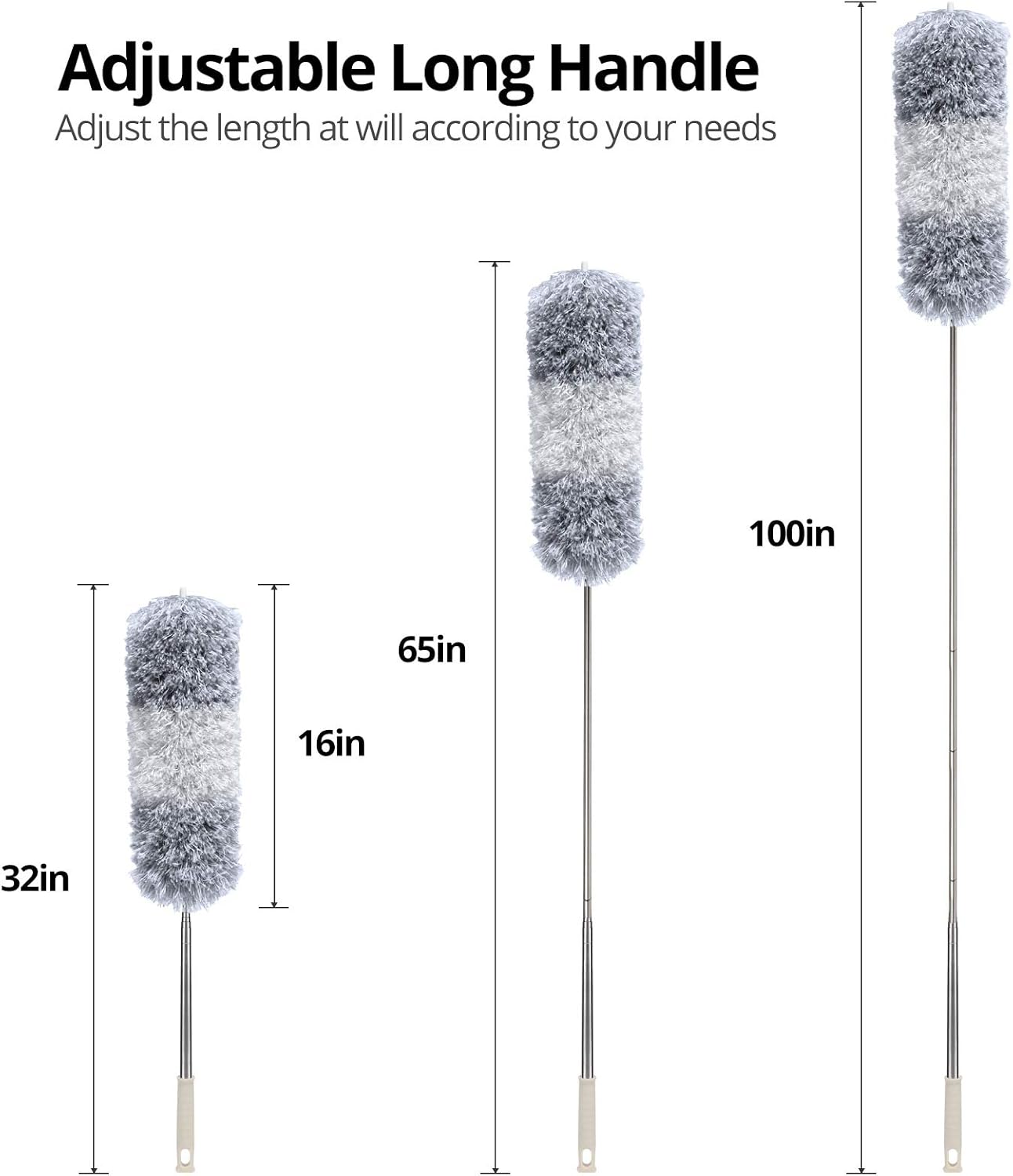 DELUX Microfiber Feather Duster Extendable Duster with 100 inches Extra Long Pole, Bendable Head & Long Handle Dusters for Cleaning Ceiling Fan, High Ceiling, Blinds, Furniture & Cars : Health & Household
