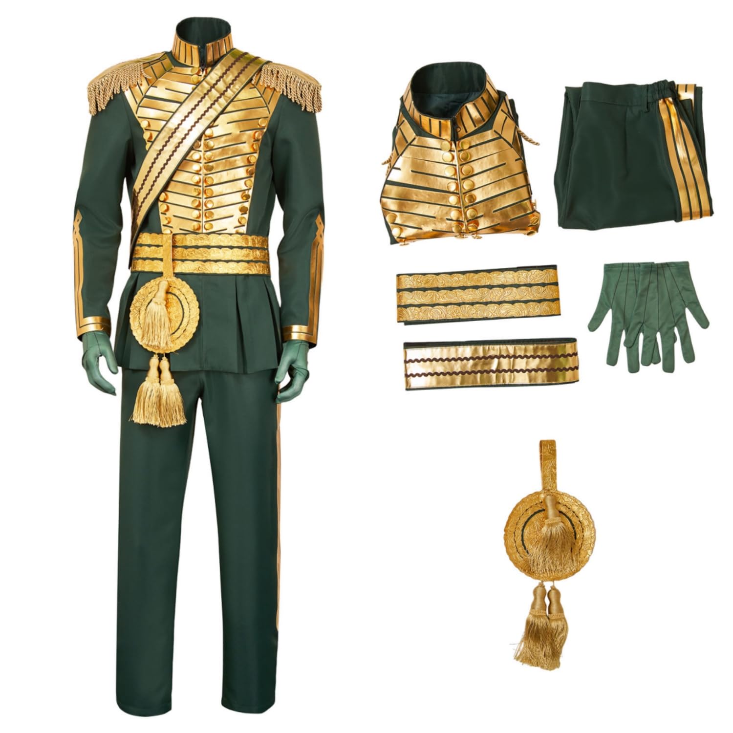 Mens Fiyero Cosplay Costume Prince Adults Wizard Outfit Halloween Belt Coat Shirt Pants Suit Set