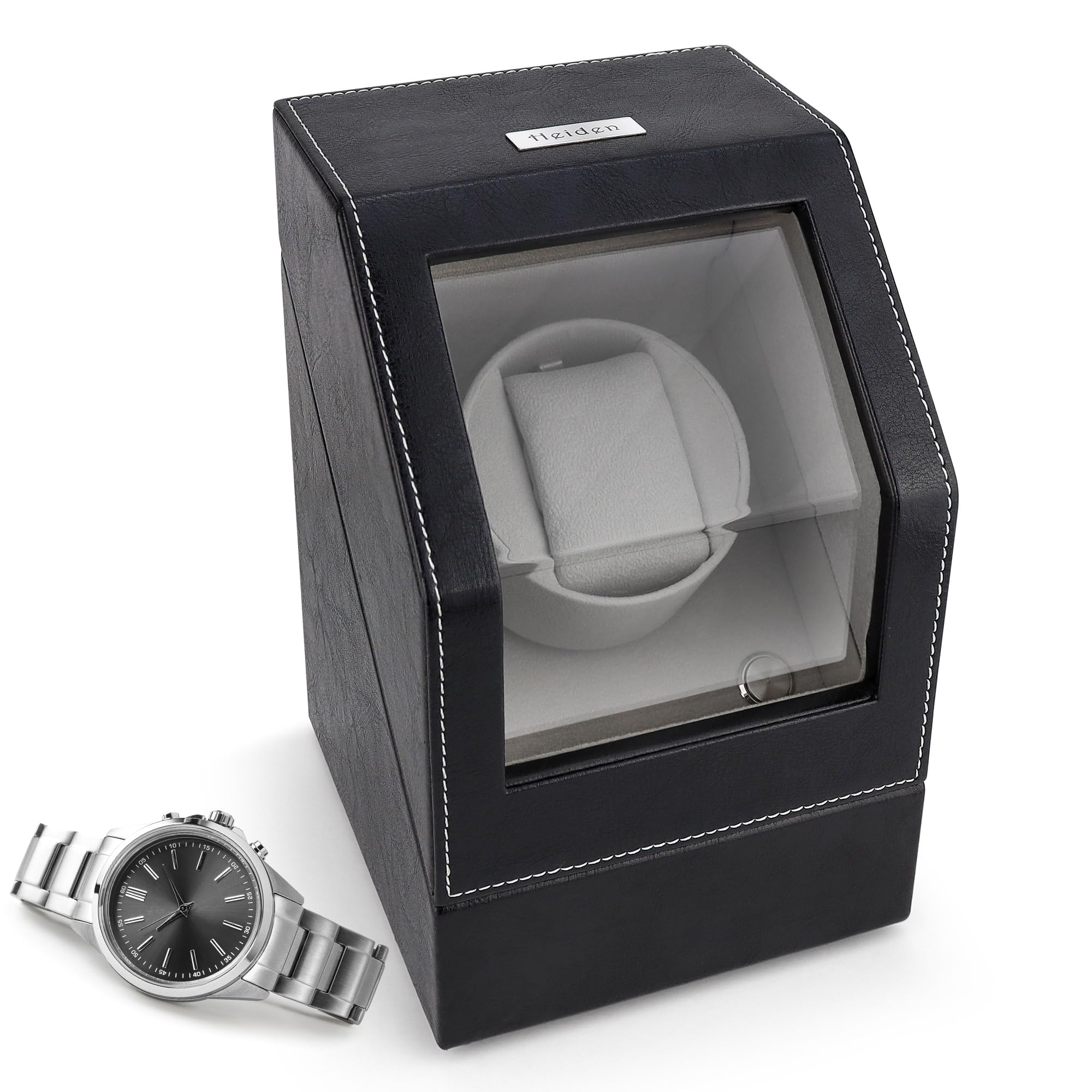 Watch Winder Single Watch Winders - Japanese Motor - AC Adapter Included - Can Run on Batteries - 12 Multiple Settings - Zero Magnetization Automatic Watch Winder for Rolex