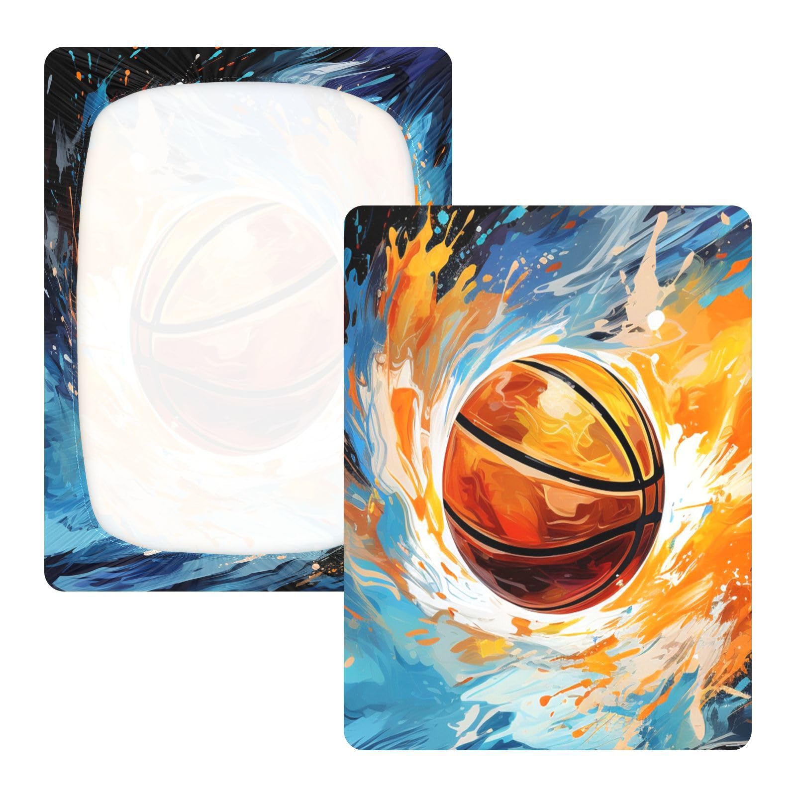 Baloncesto De Dibujo A Mano Espacio Sábana de Cuna para Niños Pequeños,Sábanas de Algodón Suave para Bebés Aptas para Colchón Corralito
