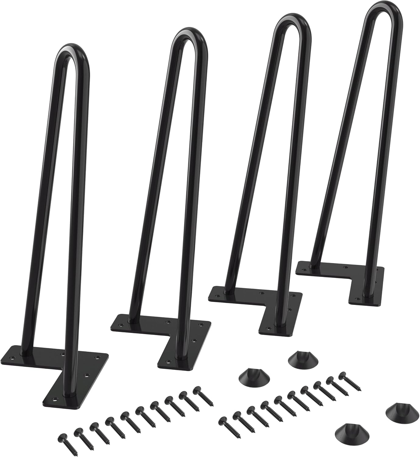 WINSOON Set of 4 Hair Pin Table Legs 30 cm Metal Hairpin Legs DIY Table Legs Furniture Feet Table Runners Made of Steel with Floor Protectors and Screws Available for Desk Dining Table Coffee Table Table