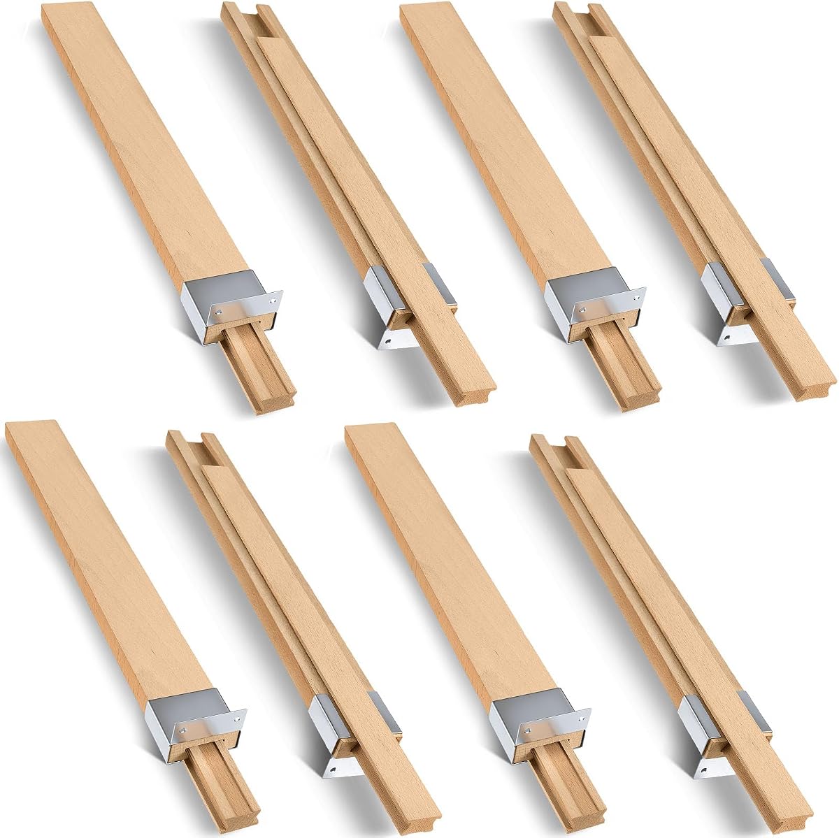 Maitys 8 guías para cajones de madera, guía central de montaje inferior de 16 pulgadas | Rieles deslizantes de madera para reemplazo de cómoda, riel central con deslizadores de metal, se adapta a la reparación de muebles de gabinete clásicos