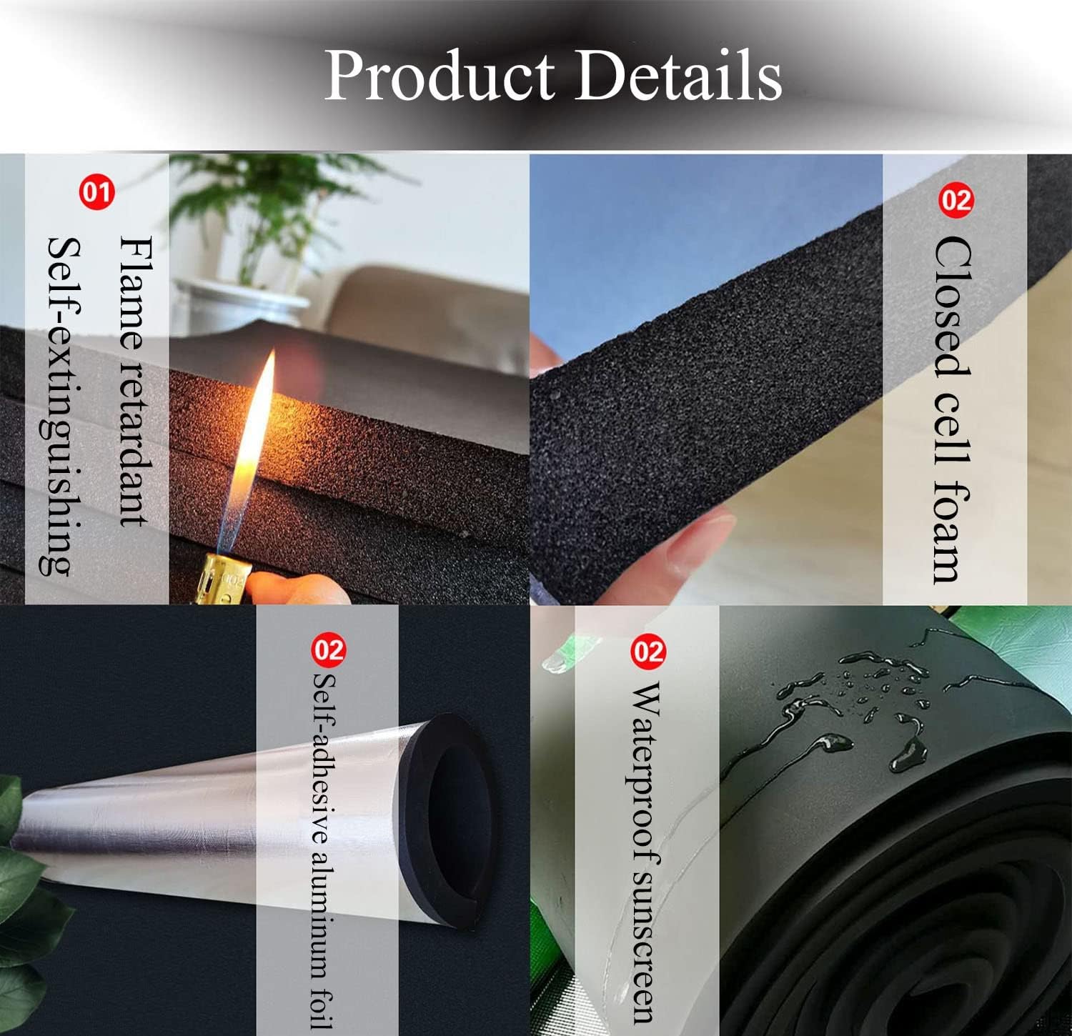 Foam Pipe Insulation Pipes, Antifreeze Insulation Sleeve, Flame Retardant Self Sealing Pipe Insulation Tubing, Professional Air Conditioner Aluminum Foil Insulation Tube