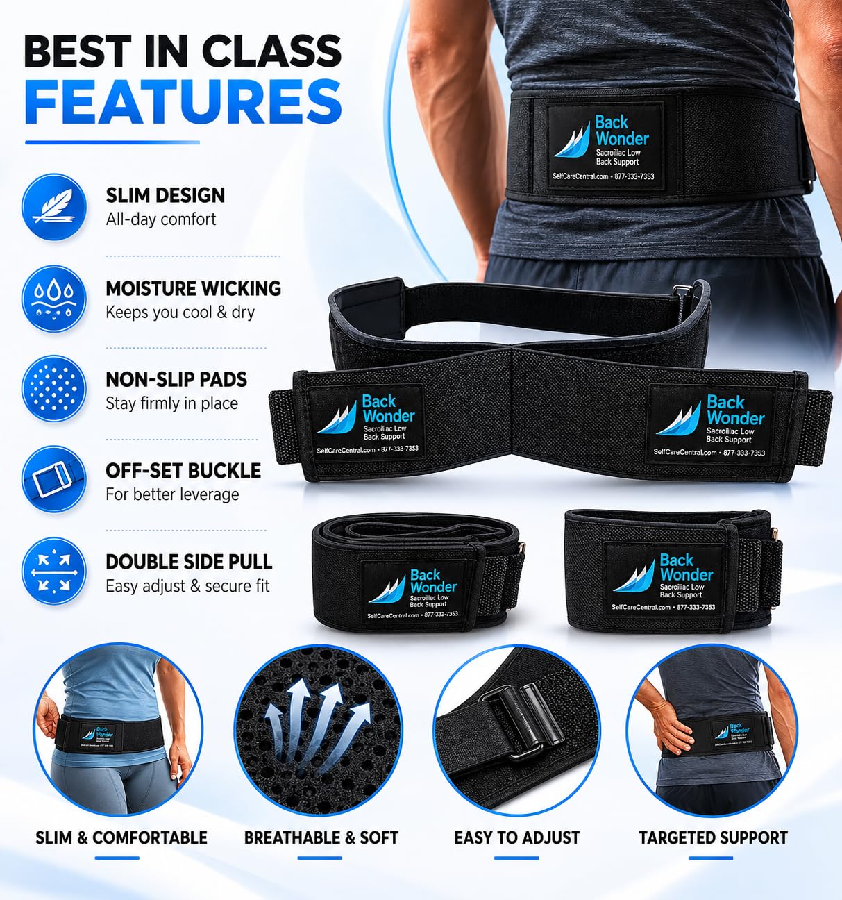 GNR Backwonder Sacroiliac Low Back Support Belt - Small 26-34 Hips by "GNR Health Systems, Inc."
