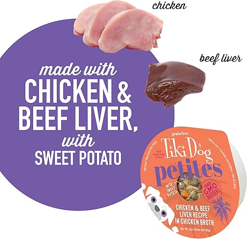 Vista 12 de Tiki Dog Aloha Petites, pollo y ternera, carne densa en nutrientes, para todas las razas de perros y todas las etapas de la vida, tazas de 3 onzas