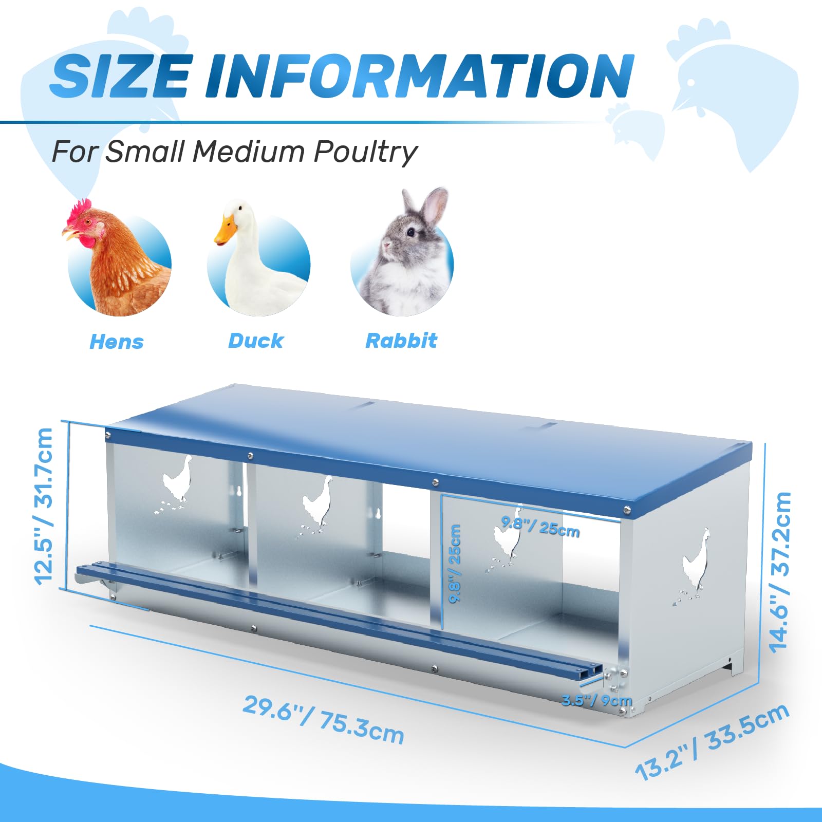 Caja nido de gallina para poner huevos, caja nido de 3 compartimentos para gallinas, patos, aves de corral, protección de huevos, gallinero, fácil colección de huevos, caja nido para gallinero,