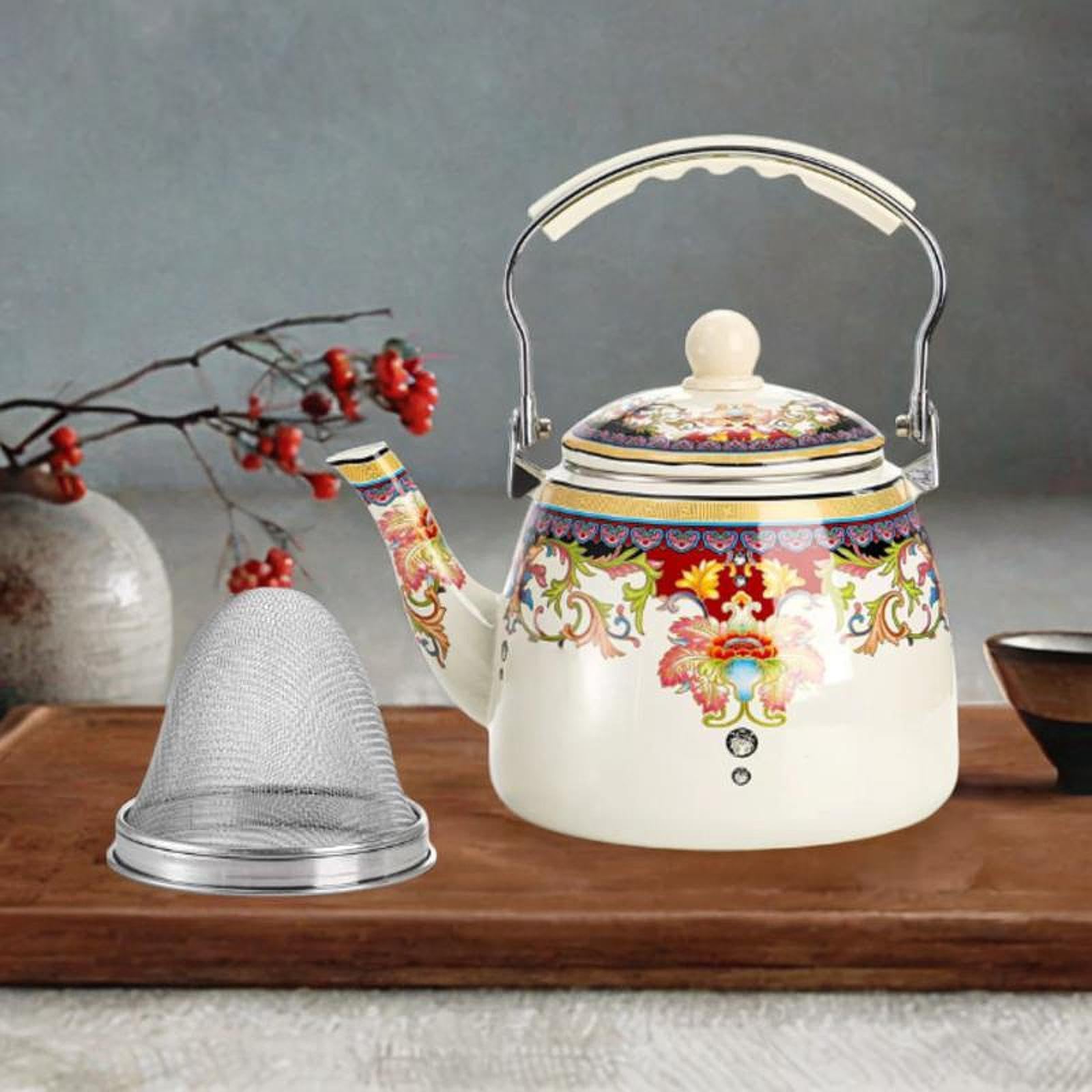 Amazon | DimyFew 3.3L ホーローティーポット 茶こし付き レトロ