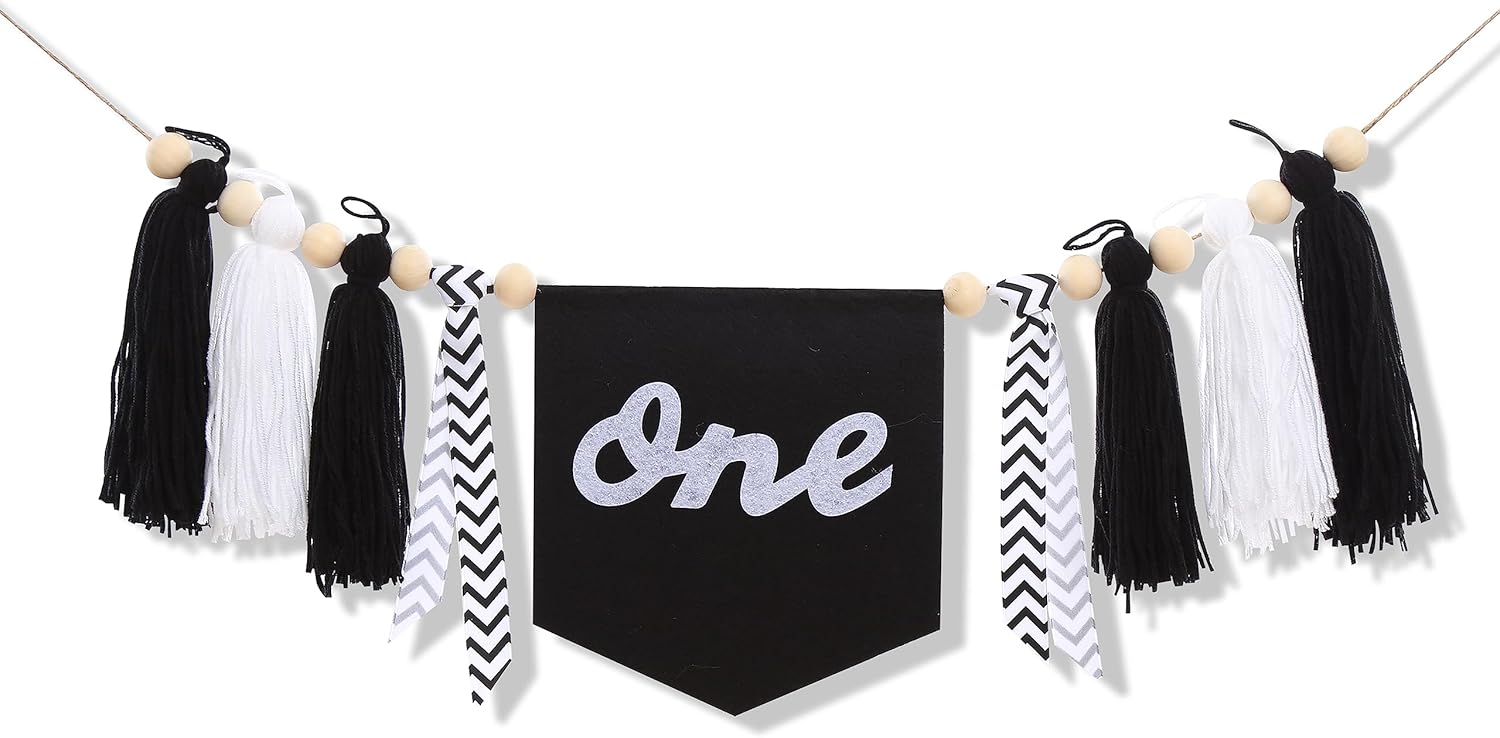 First Birthday Tassels Highchair Banner ONE Birthday