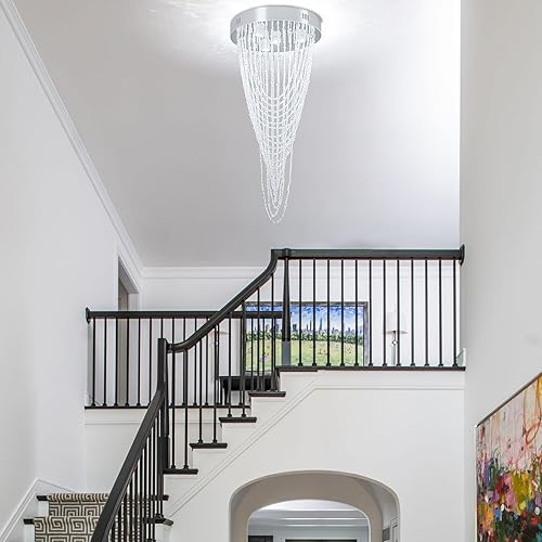 Miniatura 4 de Finktonglan Candelabro LED de cristal moderno de 16 pulgadas, lámpara de techo de montaje empotrado, lámpara de comedor de flores para sala de