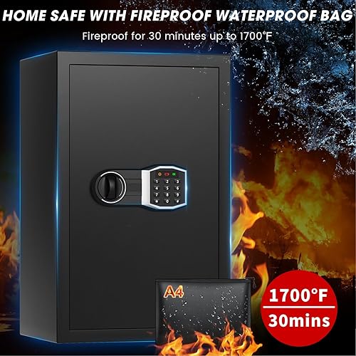 Miniatura 9 de Caja fuerte grande de 5.5 pies cúbicos para el hogar, caja fuerte digital con cerradura de combinación, sistema de alarma y estante extraíble, cajas