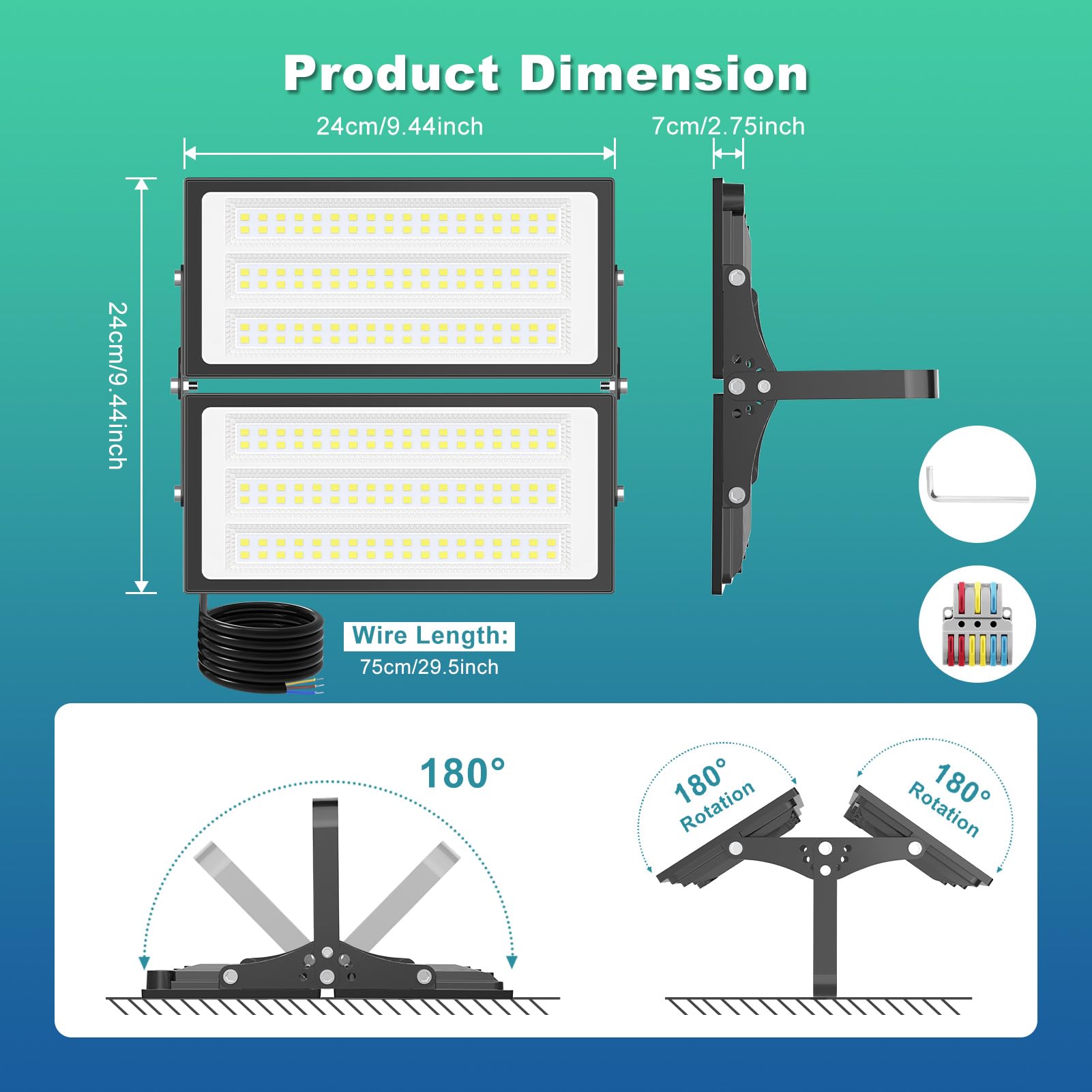 papasbox 200W Projecteur LED Extérieur - 20000LM Lumineux Spot LED Extérieur avec Transformateur, Projecteur Exterieur Blanc Froid 6500k, IP66 Étanche Eclairage Exterieur pour Garage, Cour, Stade