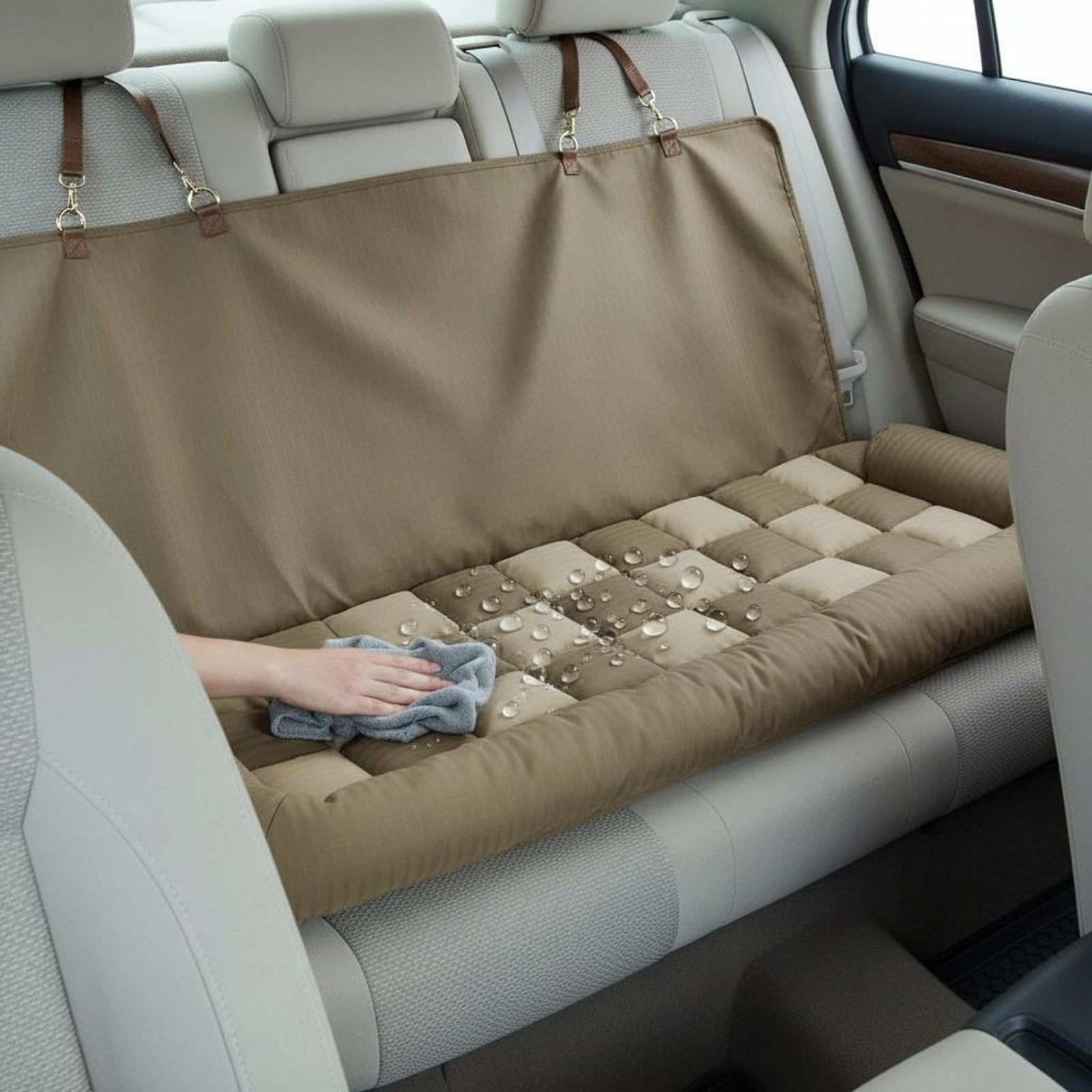 Hamaca Asiento Trasero Mascotas Fácil Limpieza Cama Coche Mascotas Resistente Al Desgaste Alfombra Viaje Perros para Salidas Largas, Púrpura, Asiento Trasero De Coche 124CM