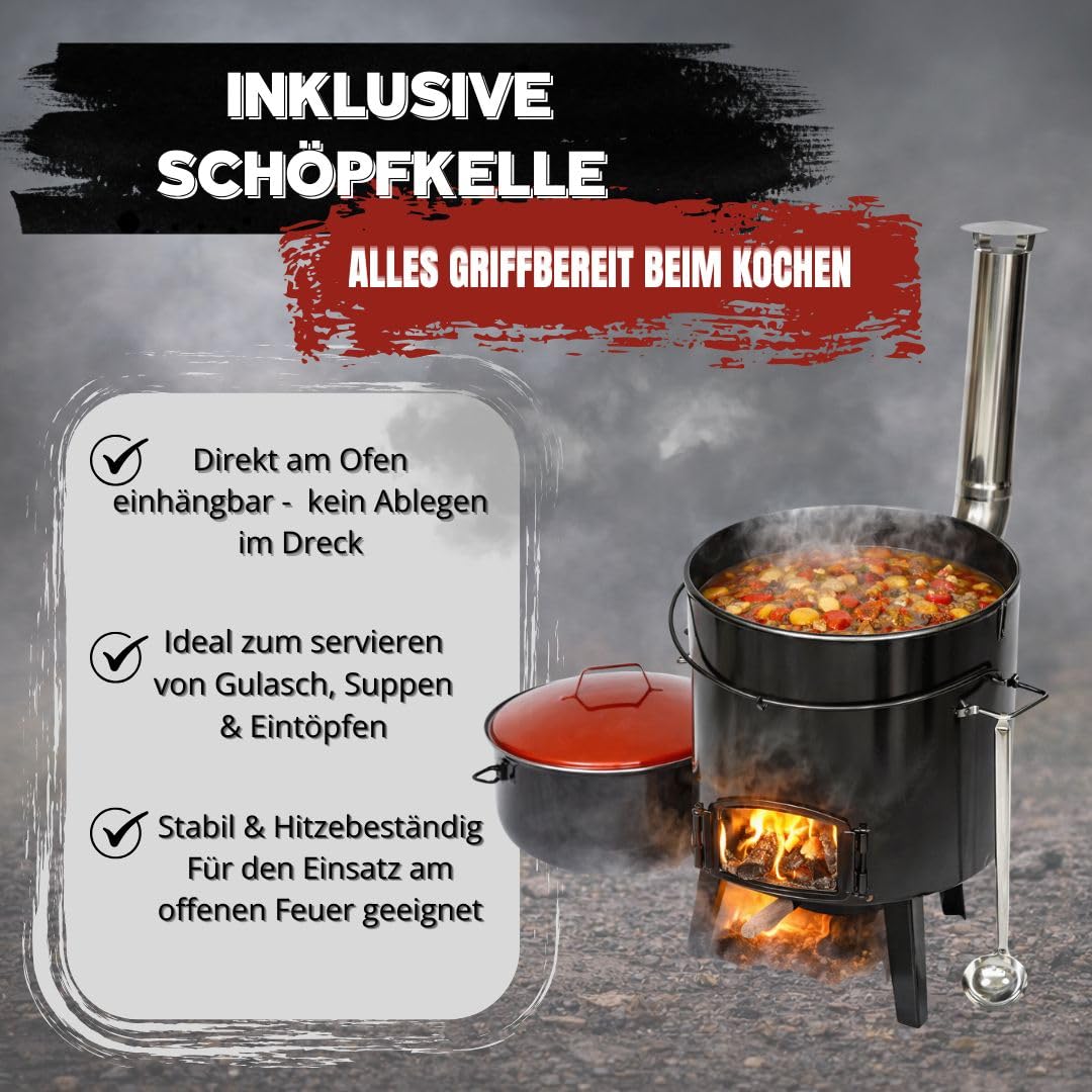 ACTIVA Gulaschkanone [14L] - Hochwertiger Gulaschkessel emailliert I Inkl. Schöpfkelle, herausnehmbarer Topf und Deckel