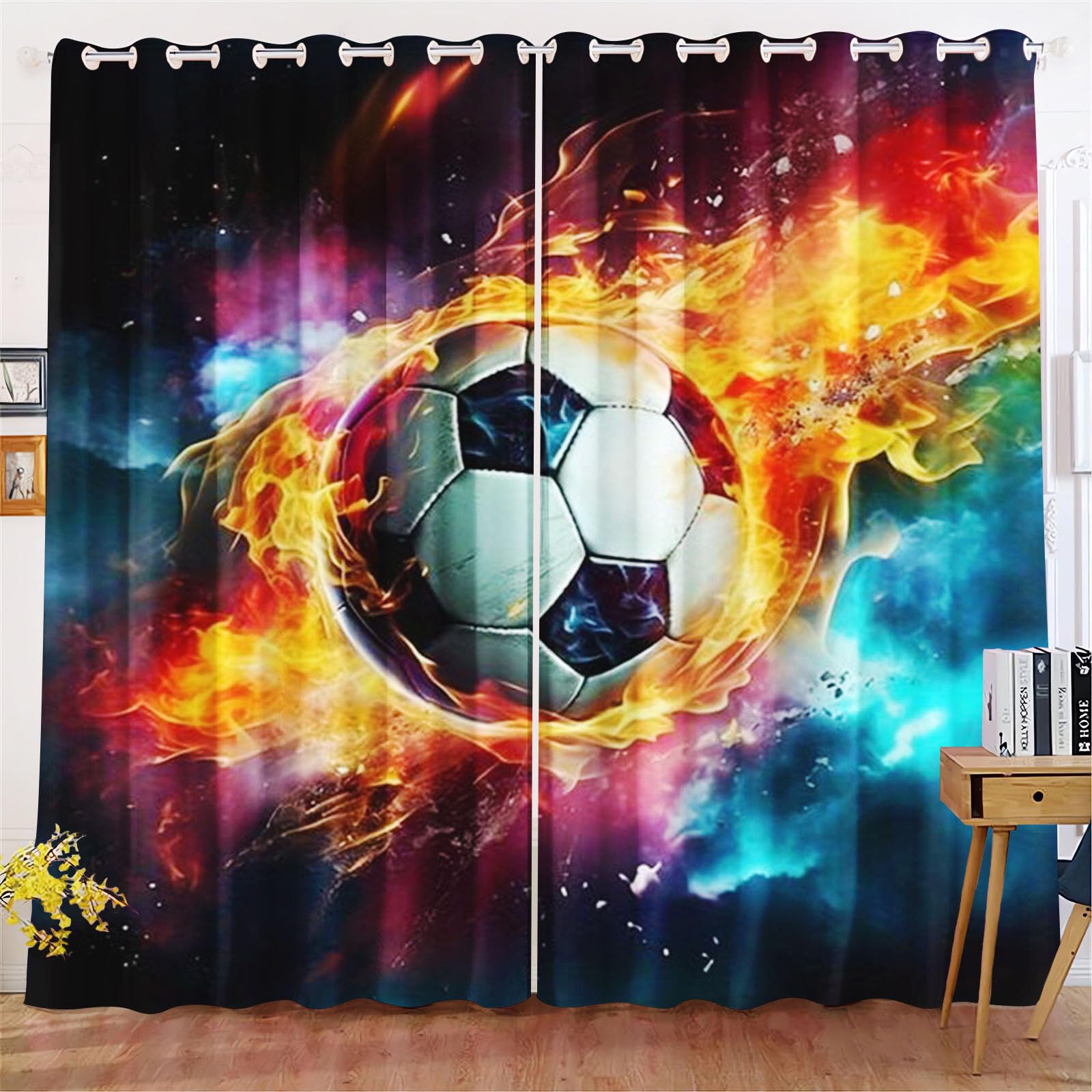 Rideau occultant chambre enfant garçon football sport isolant 220x215
