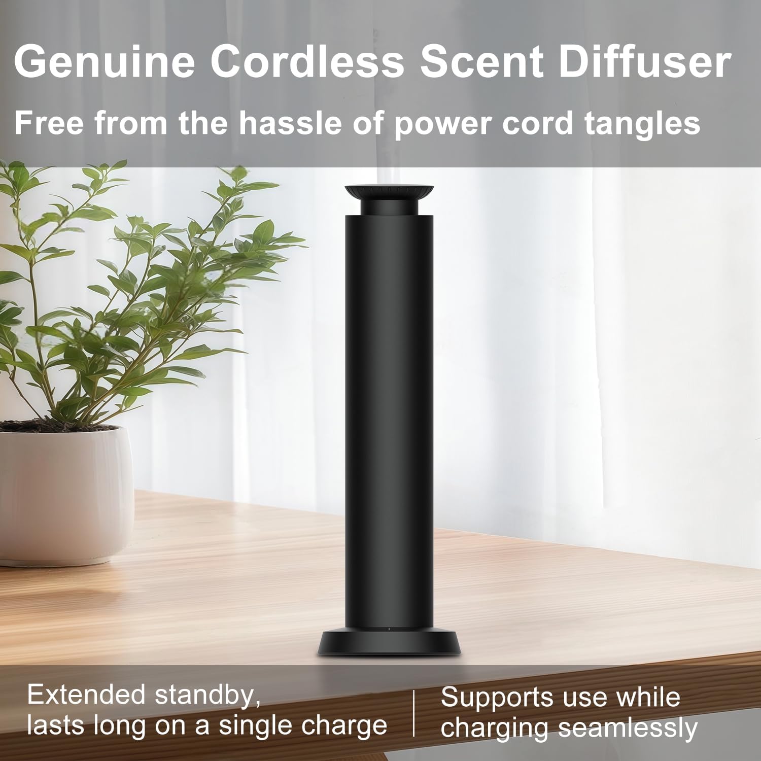 Wirless Rechargeable Waterless Scent Diffuser Kit, Includes 5 Premium Oils, 2000 Sq.Ft Coverage,Hotel Scent Diffuser for Home, Studio, Cordless Essential Oil Diffuser Large Room, APP Control - Black - Image 7