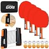 Set de paletas de ping pong para 4 jugadores con red retráctil y 12 pelotas | set de paletas de tenis de mesa de 4 piezas, red retráctil de ping pong con abrazaderas para juegos familiares 1
