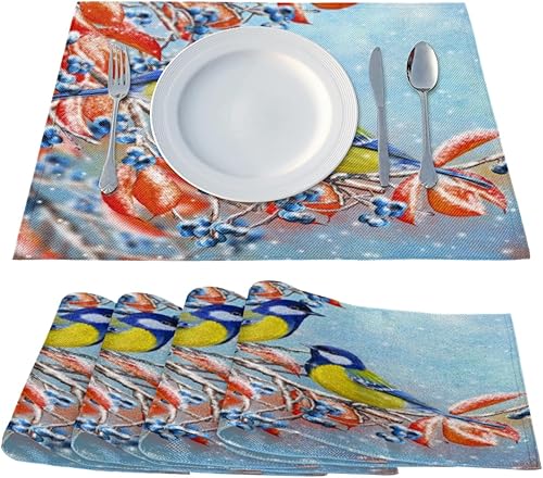 Miniatura 2 de Funny Bird Decor Placemats Set of 4 Table Mats Washable Placemat Waterproof Place Mats for Party Home Dining Table Decor 18x12 in