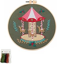 artcici Embroidery Kits Christmas Animal Rotating Deer Patterns for Beginners Adults, Full Range Embroidery Starter Kits Cross Stitch Needlework Supplies (Rotating Deer) - Buy now