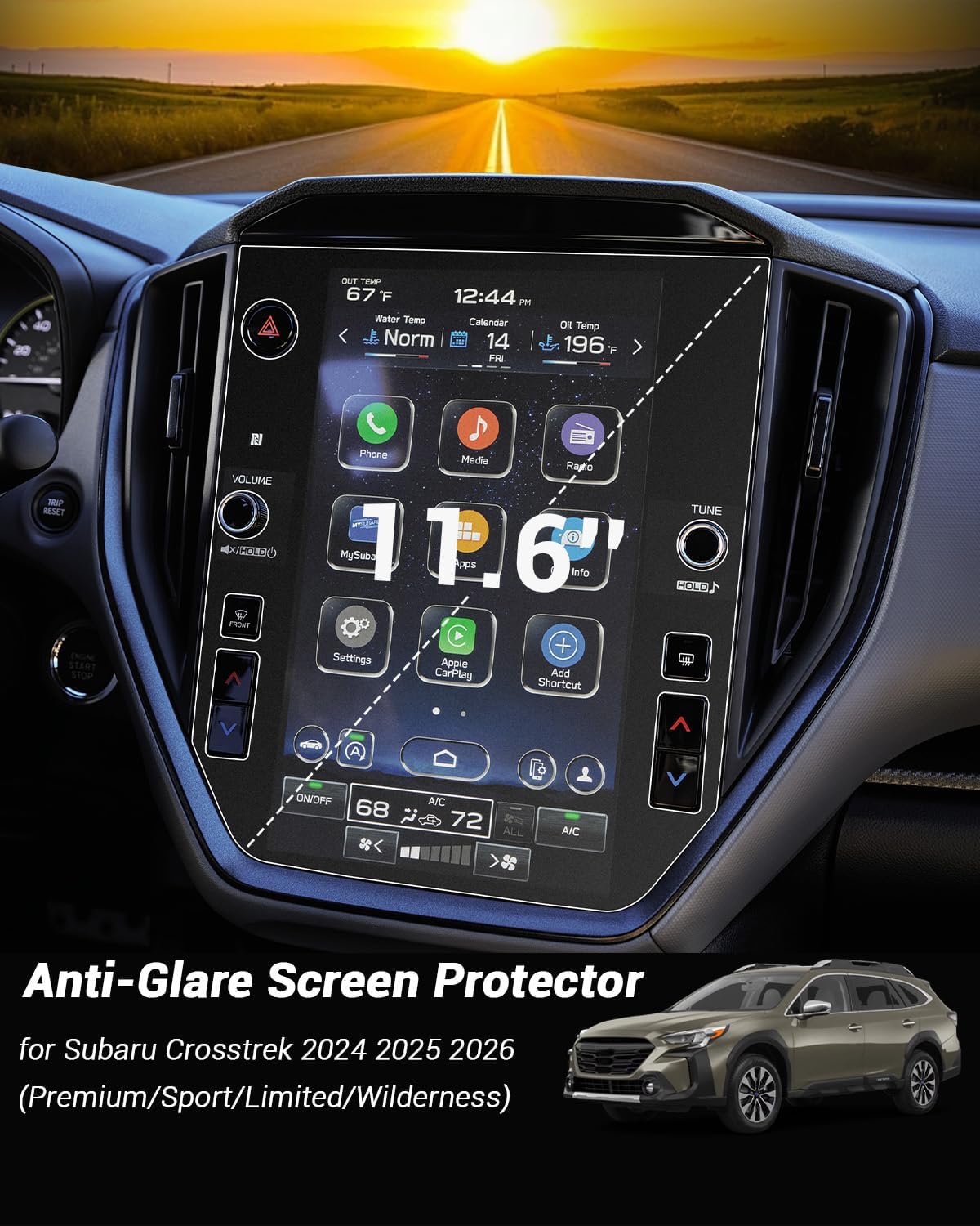 11.6" Anti Glare Matte 2026 Subaru Crosstrek Wilderness Screen Protector for 2024 25 26 Subaru Crosstrek XV(Premium/Sport/Limited) Subaru Media Cover Screen Saver 2026 Crosstrek Wilderness Accessories image 2
