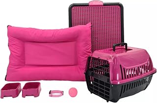 Kit Cachorro Gato Cama Caminha Futon Transporte Sanitário Pequeno (ROSA)