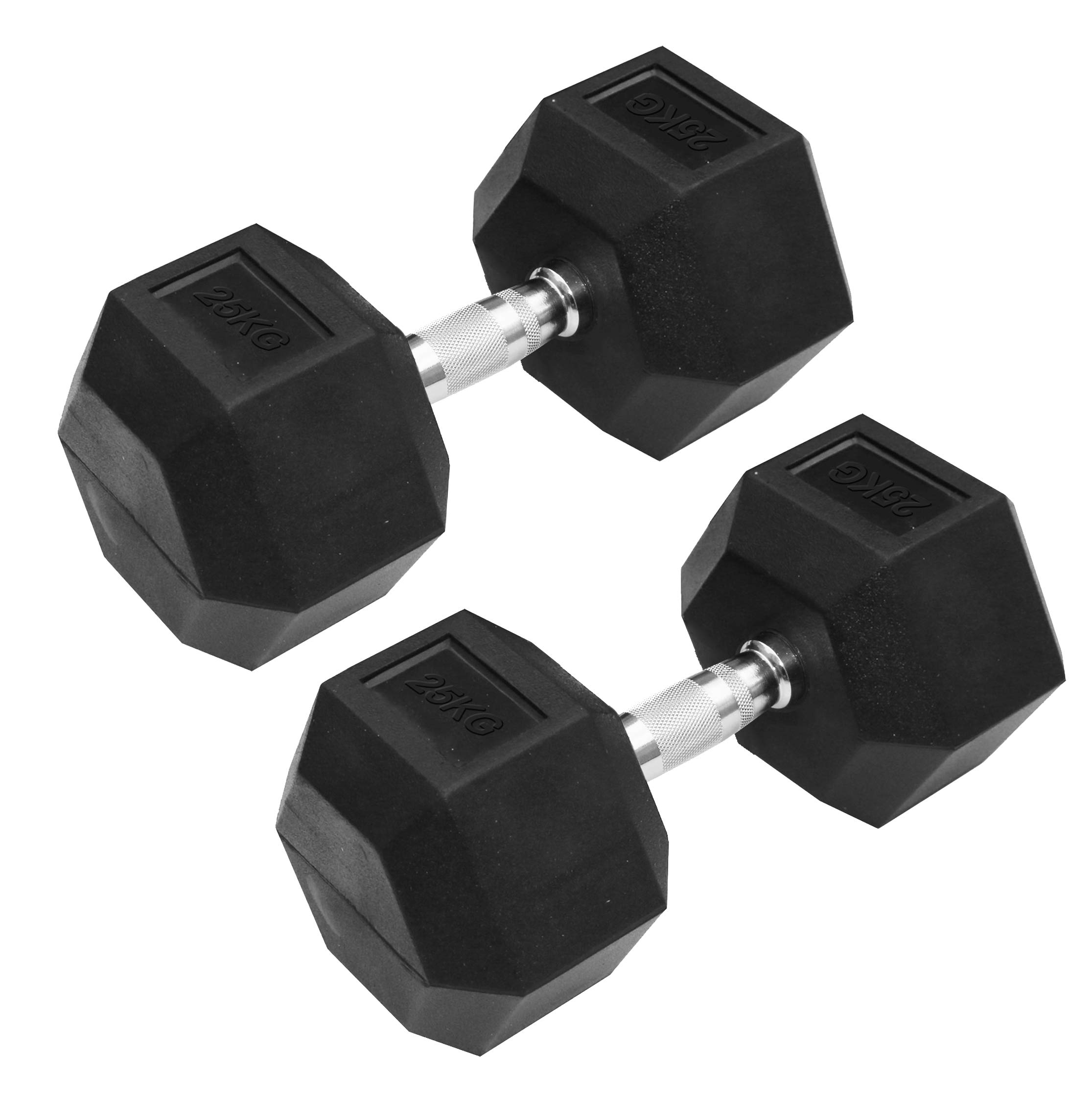 DOLPHY 25 Kg Rubber Coated Professional Exercise Hex Dumbbells (Pack Of Two) | All-Purpose, Home, Gym, Office, Exercise, Work (50 Kg Total), Black-image-38